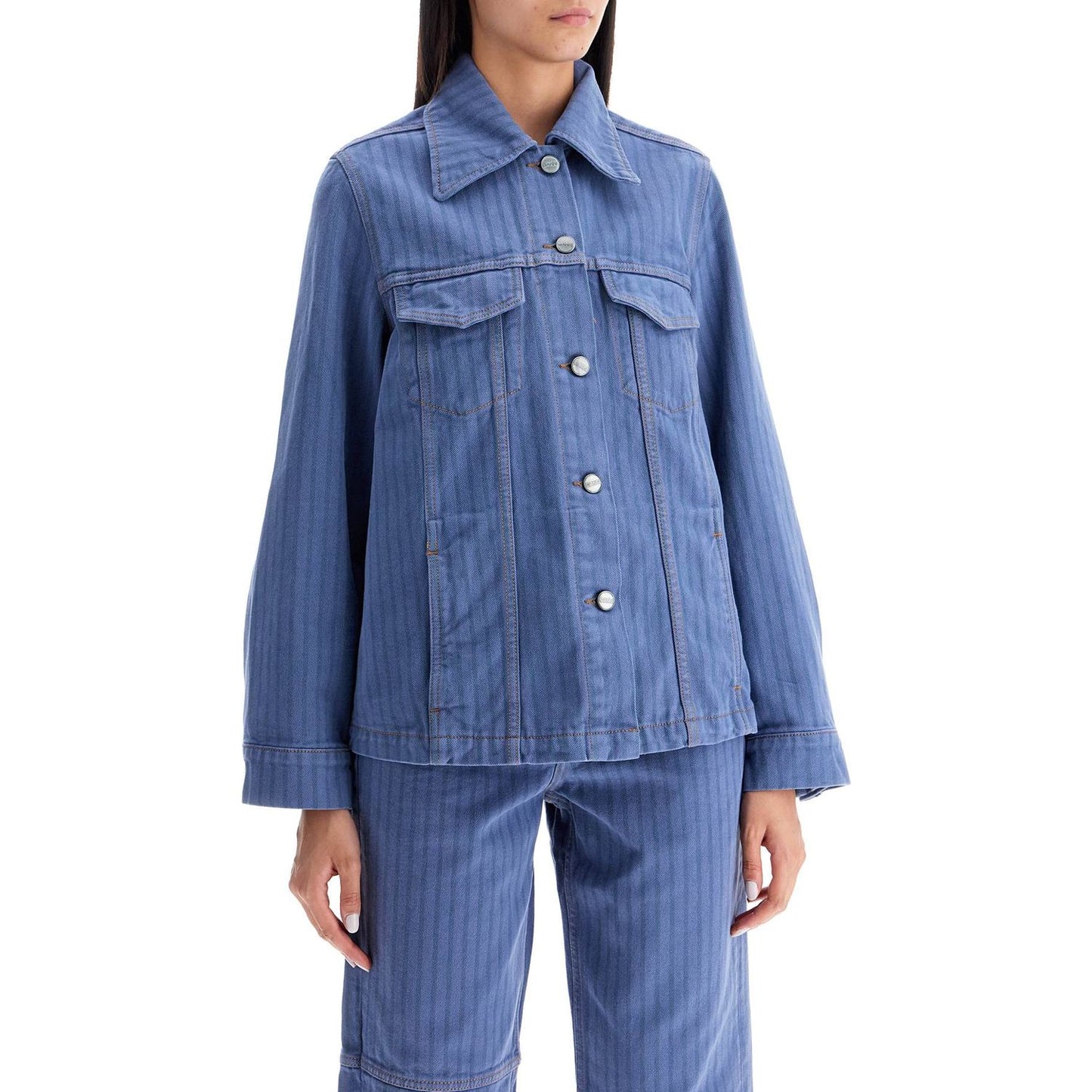 Ganni "striped overdyed denim jacket Jackets Ganni