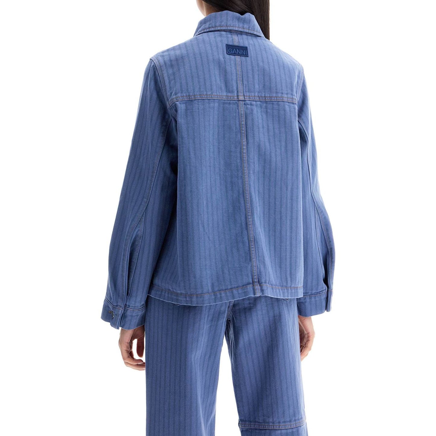 Ganni "striped overdyed denim jacket Jackets Ganni