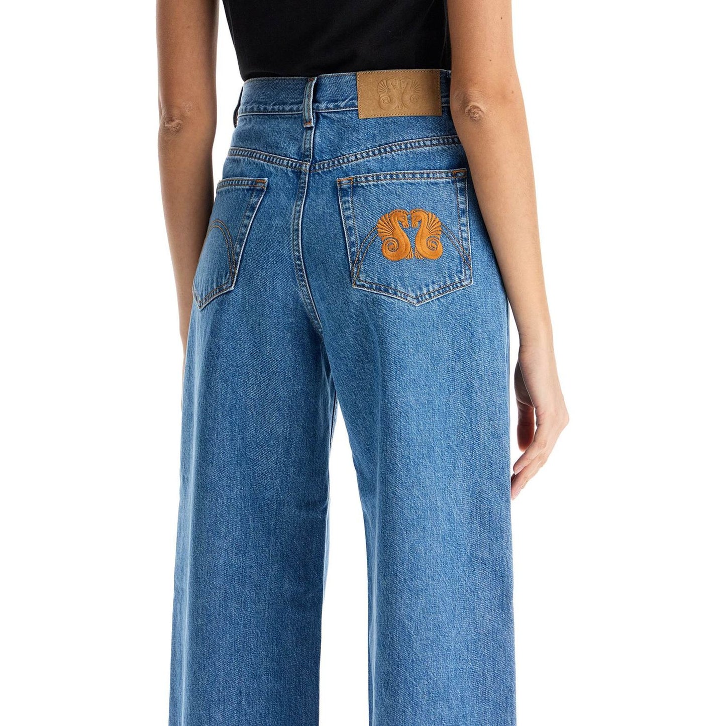 Blaze Milano blue cotton jeans with orange embroidery Jeans Blaze Milano