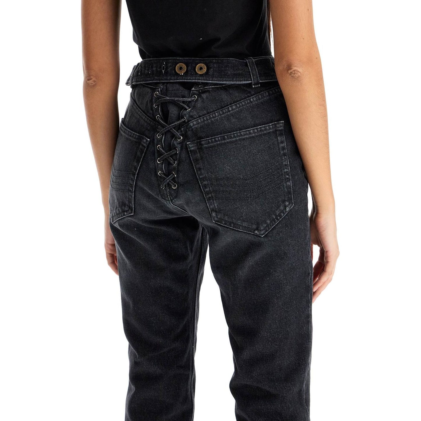 JEAN PAUL GAULTIER jeans with padded inlays and lace-up Jeans JEAN PAUL GAULTIER