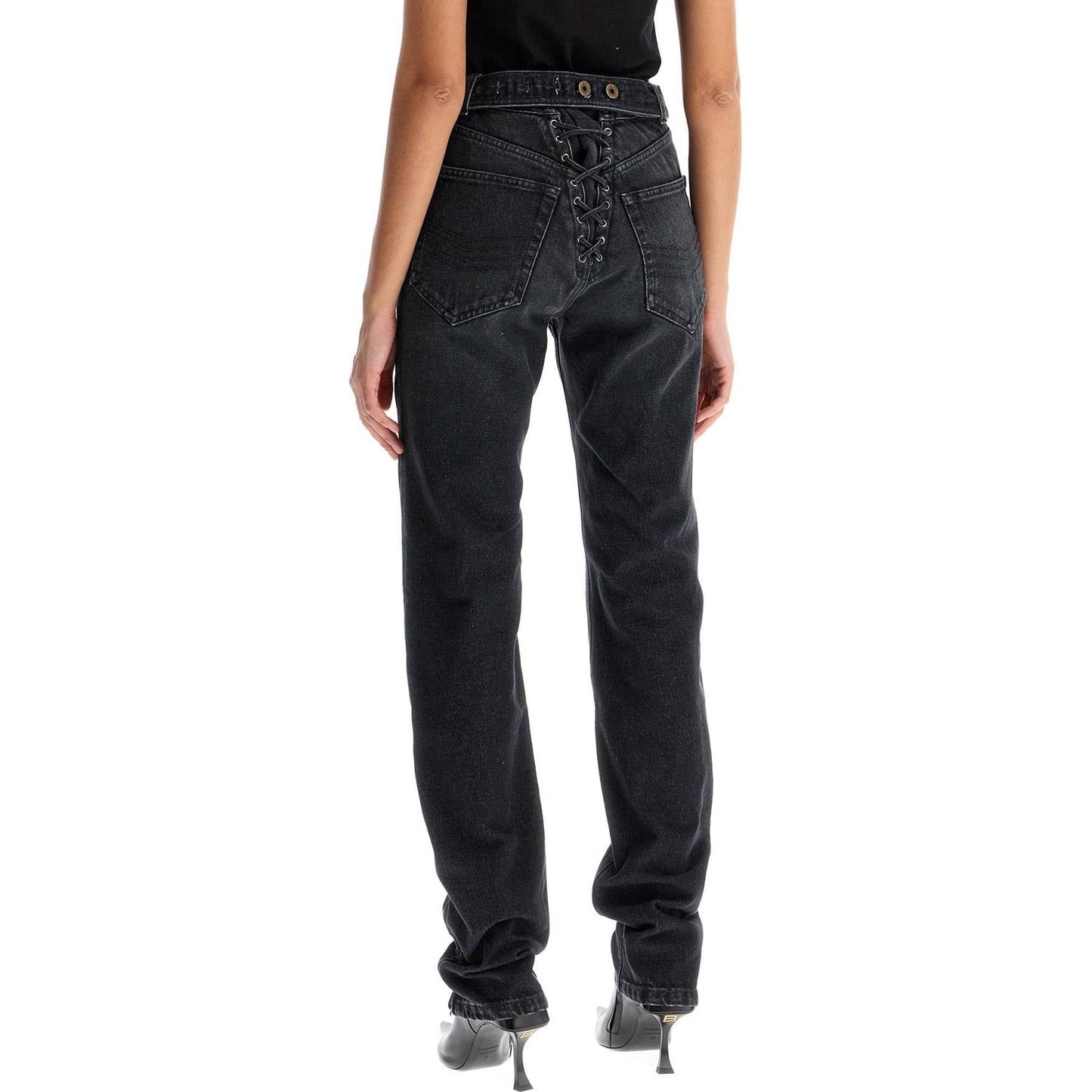 JEAN PAUL GAULTIER jeans with padded inlays and lace-up Jeans JEAN PAUL GAULTIER