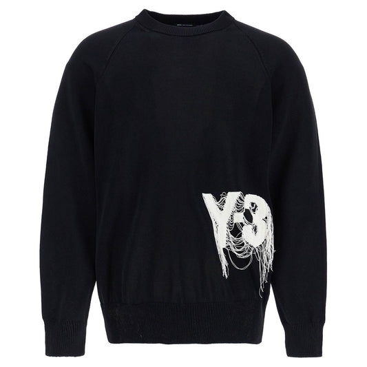 Y-3 black recycled polyester sweater with embroidered logo Knitwear Y-3