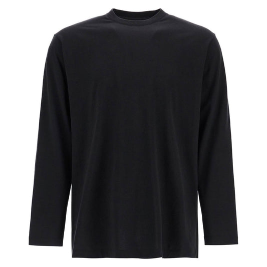 Y-3 long sleeve black cotton t-shirt with men's graphic Topwear Y-3