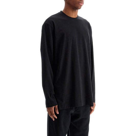 Y-3 long sleeve black cotton t-shirt with men's graphic Topwear Y-3