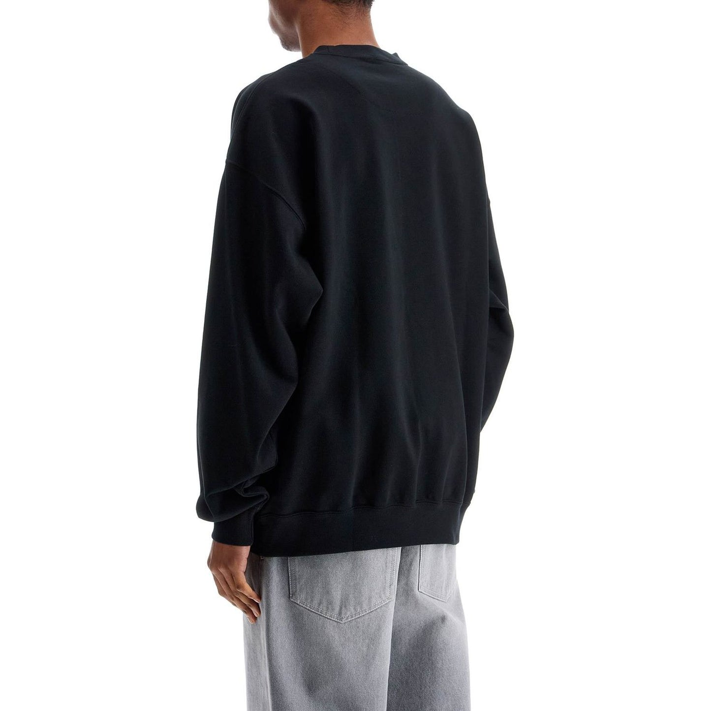 Y-3 black cotton crewneck sweatshirt with tone-on-tone logo Topwear Y-3