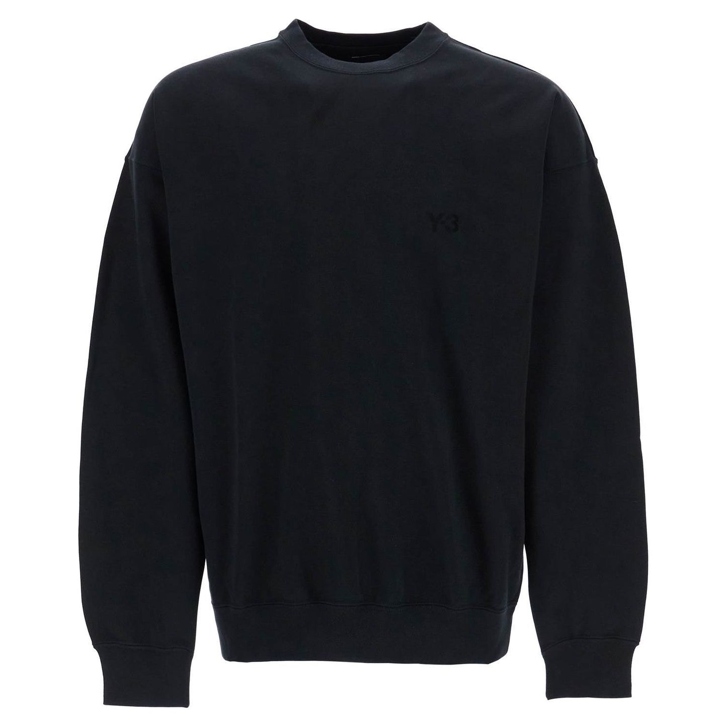 Y-3 black cotton crewneck sweatshirt with tone-on-tone logo Topwear Y-3