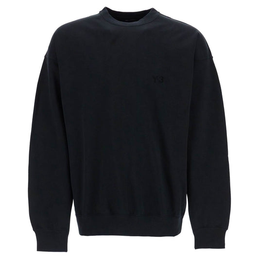 Y-3 black cotton crewneck sweatshirt with tone-on-tone logo Topwear Y-3