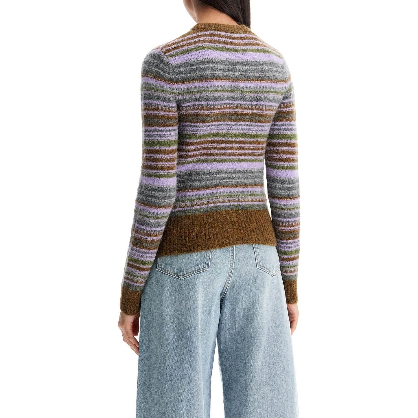 Ganni soft striped cardigan with fluffy Knitwear Ganni