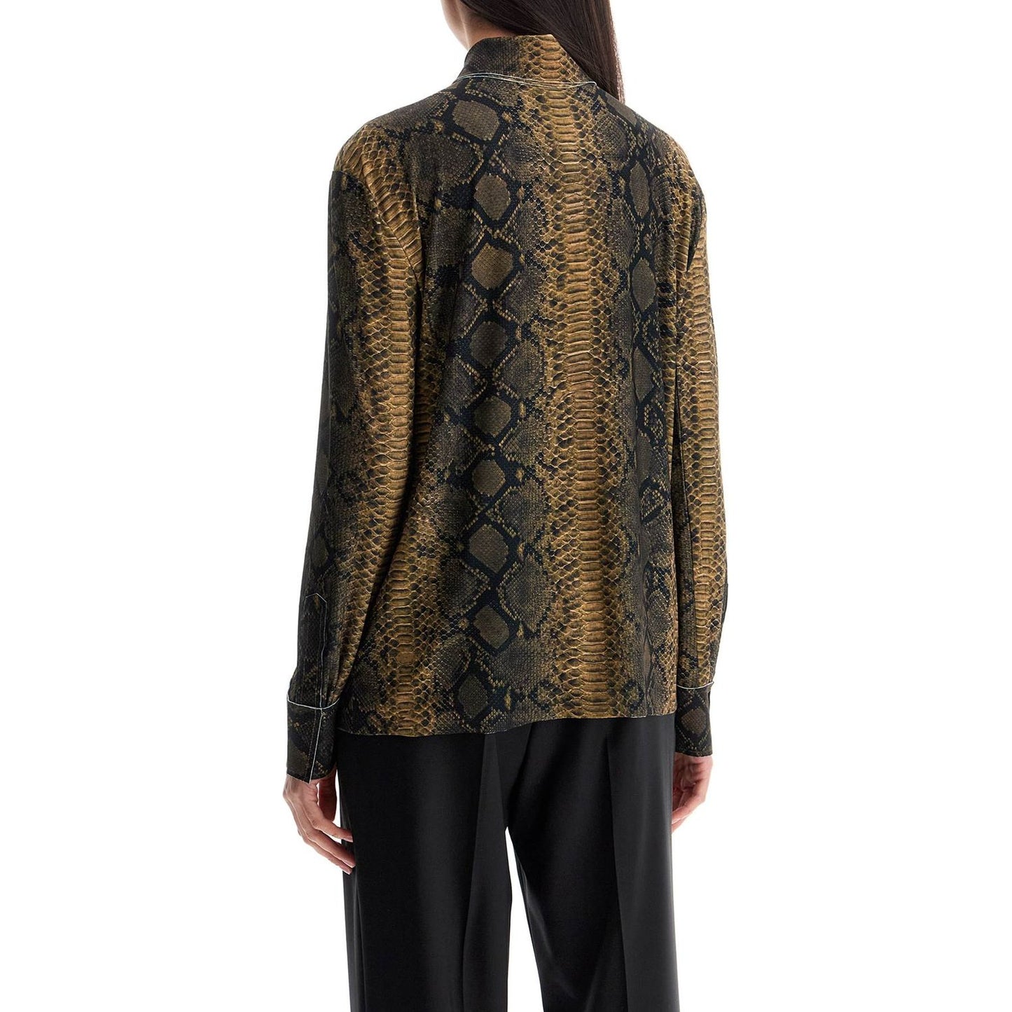 Norma Kamali brown python print long sleeve shirt Topwear Norma Kamali