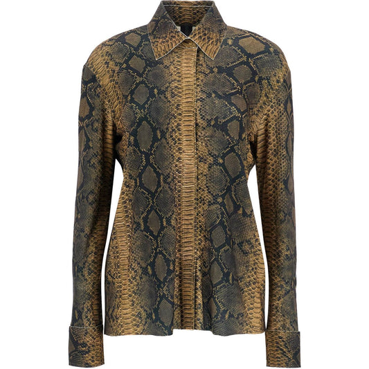 Norma Kamali brown python print long sleeve shirt Topwear Norma Kamali