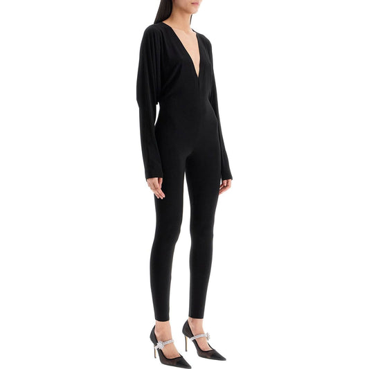 Norma Kamali black slim fit long sleeve v neck jumpsuit Jumpsuits Norma Kamali