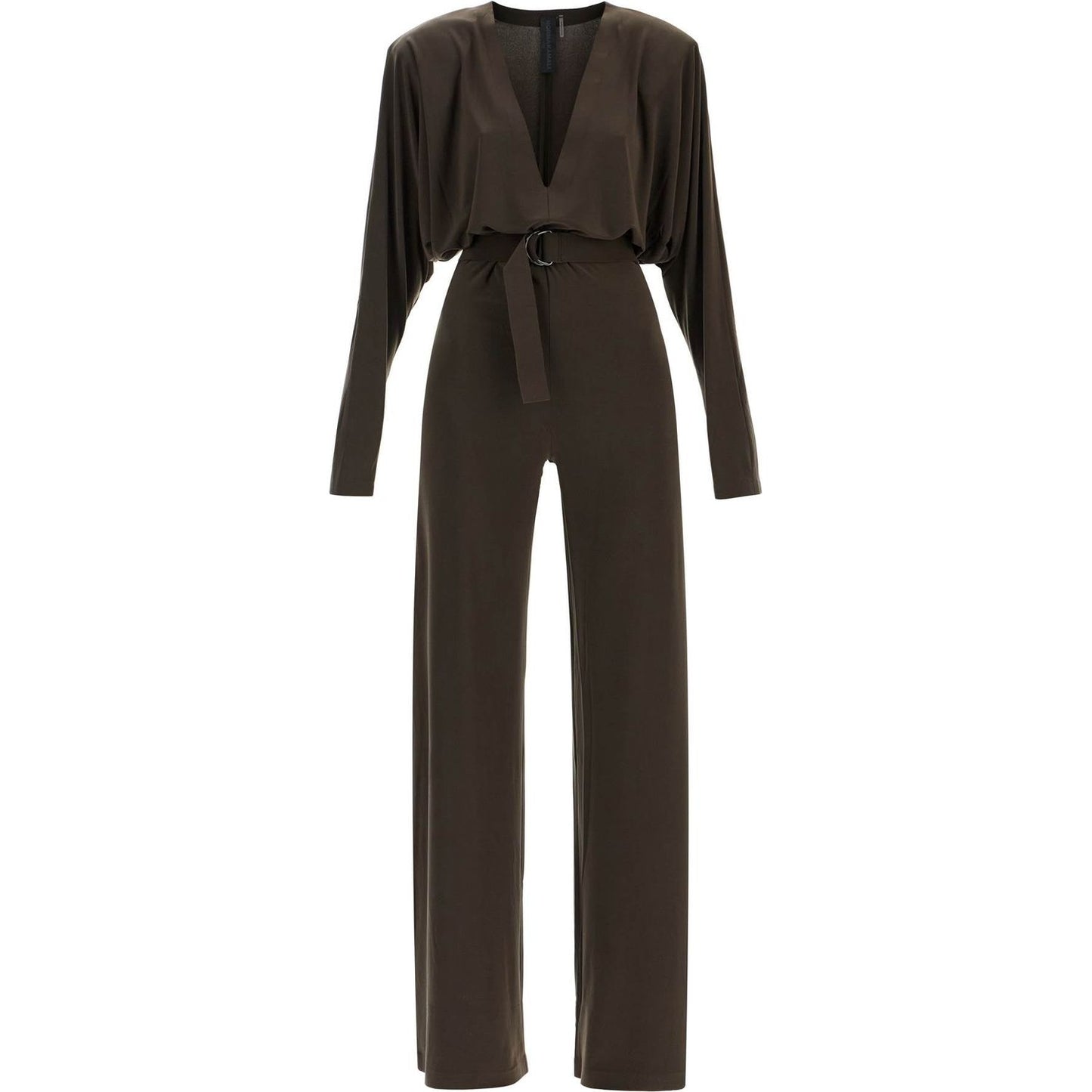 Norma Kamali dark green long sleeve v-neck jumpsuit Jumpsuits Norma Kamali