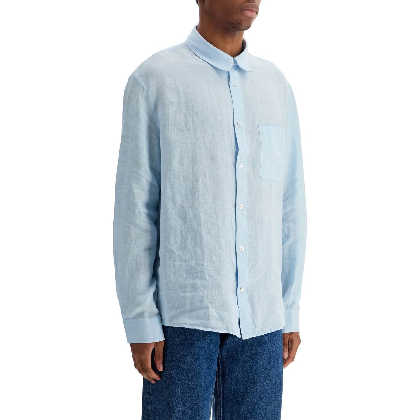 A.P.C. light blue linen shirt wide fit Topwear A.P.C.