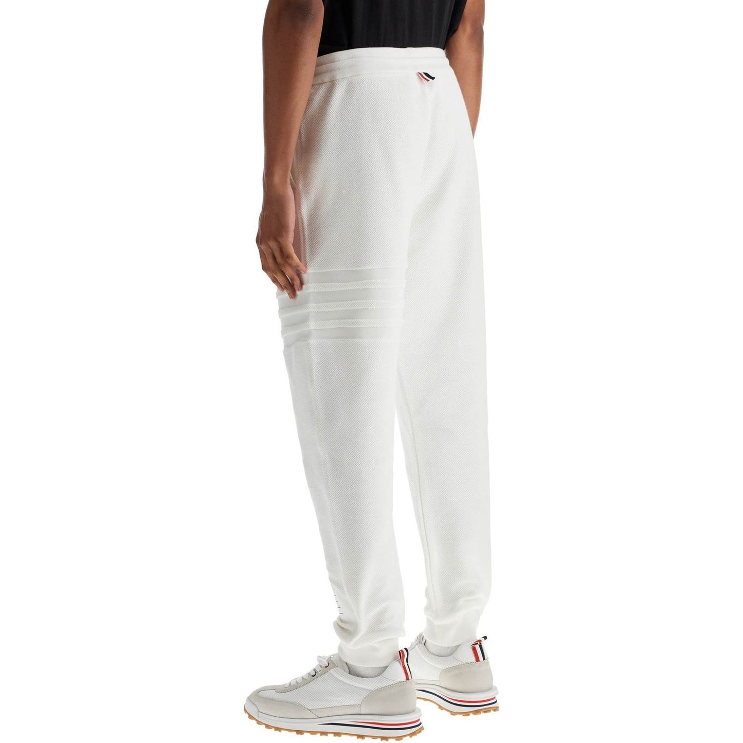 Thom Browne white cotton sweatpants with 4 stripes Trousers Thom Browne