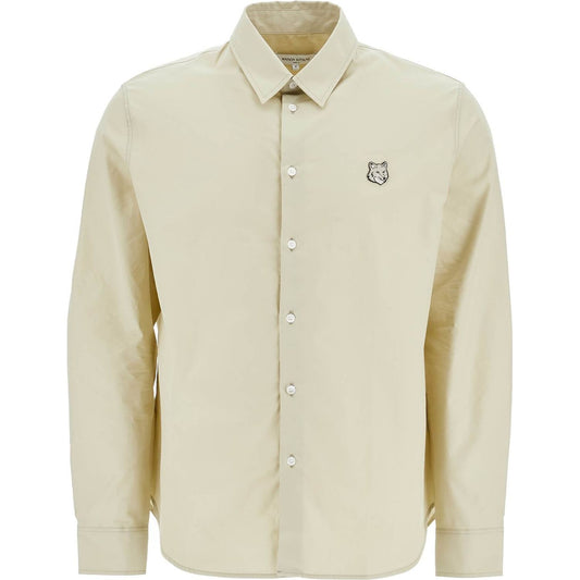 Maison Kitsune light green cotton shirt with fox embroidery Shirts Maison Kitsune