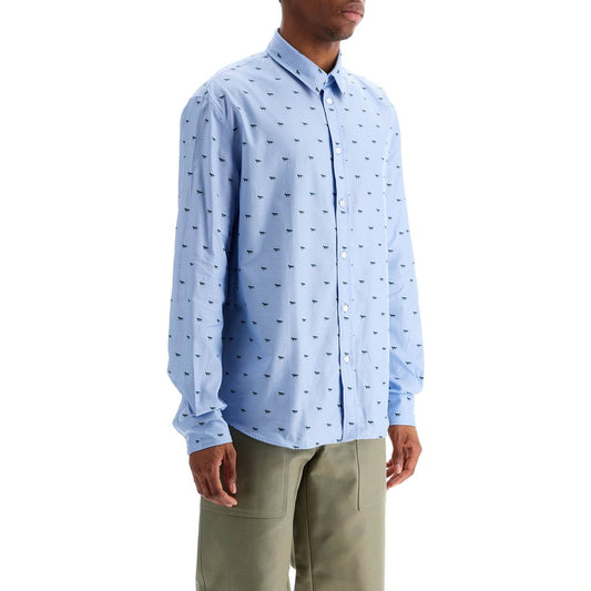 Maison Kitsune light blue casual cotton shirt with print Shirts Maison Kitsune