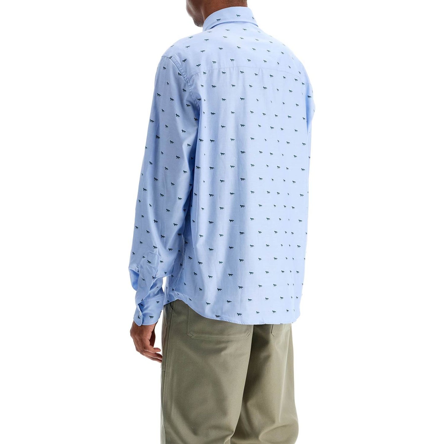 Maison Kitsune light blue casual cotton shirt with print Shirts Maison Kitsune