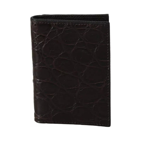 Brown 100% Caiman Mens Cardholder Case Cover Wallet Dolce & Gabbana