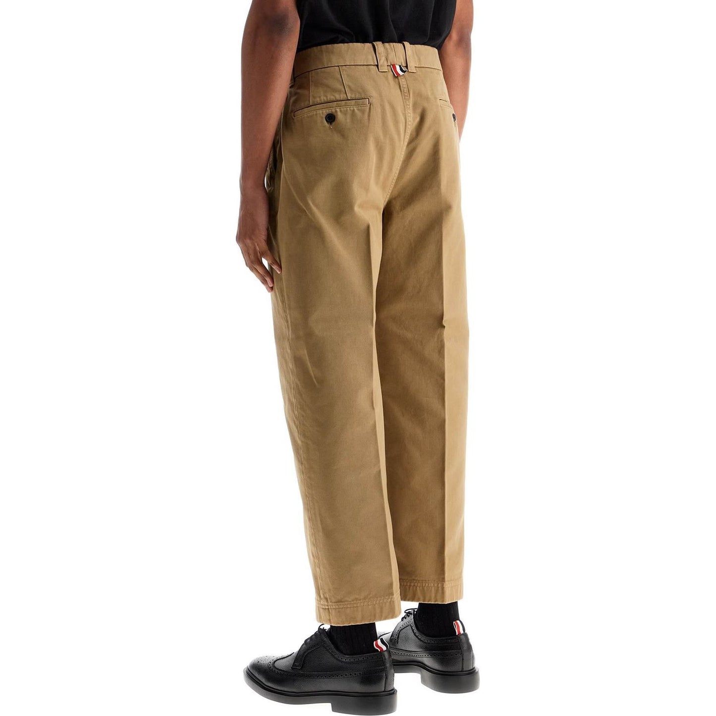 Thom Browne camel cotton chino pants with tricolor ribbon Trousers Thom Browne