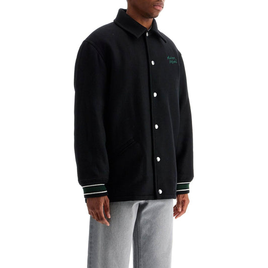 Maison Kitsune black wool varsity jacket with embroidery Vests Maison Kitsune