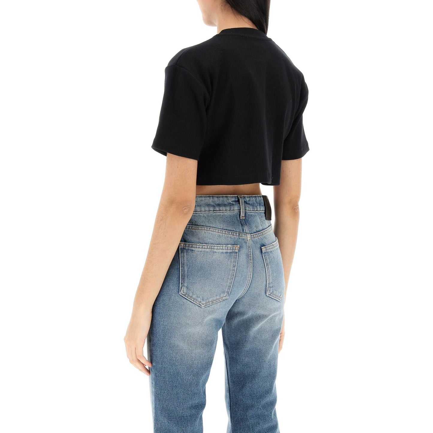 Off-White cropped t-shirt with off embroidery Topwear Off-White