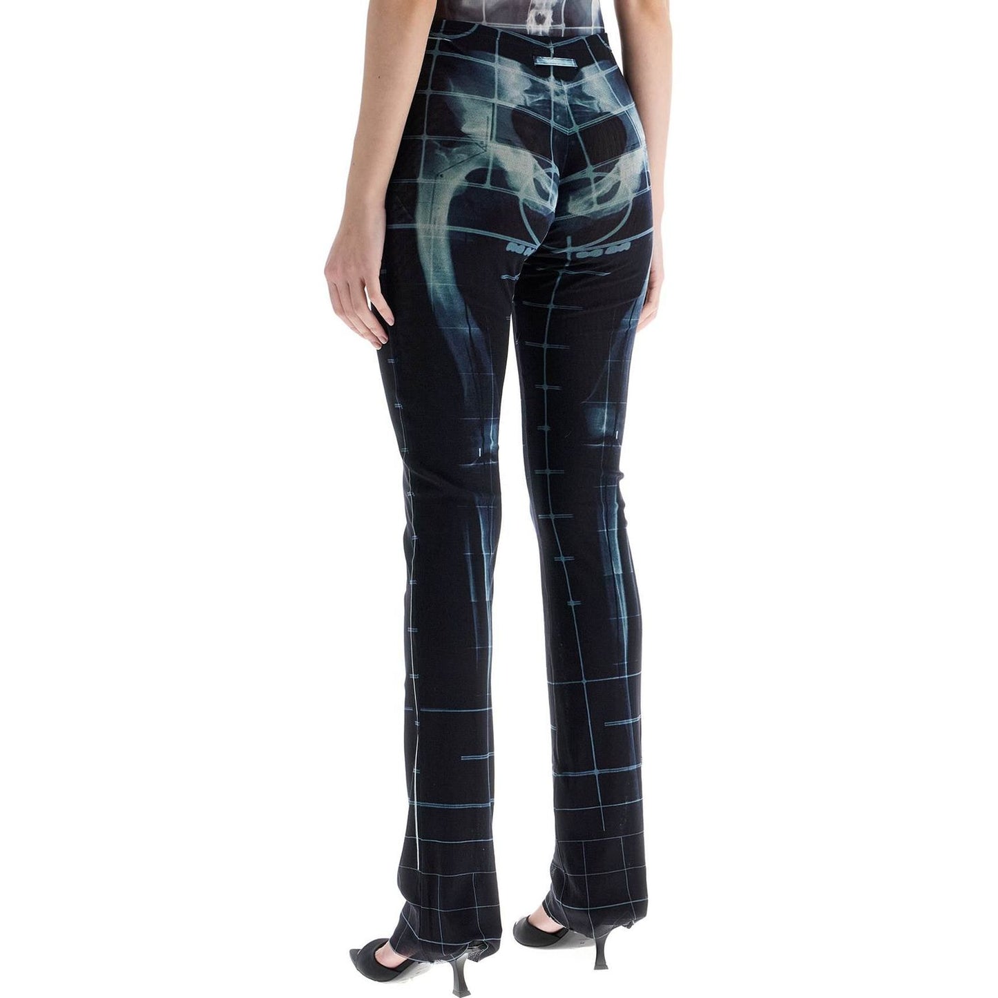 JEAN PAUL GAULTIER black polyamide pants with skeleton print Trousers JEAN PAUL GAULTIER