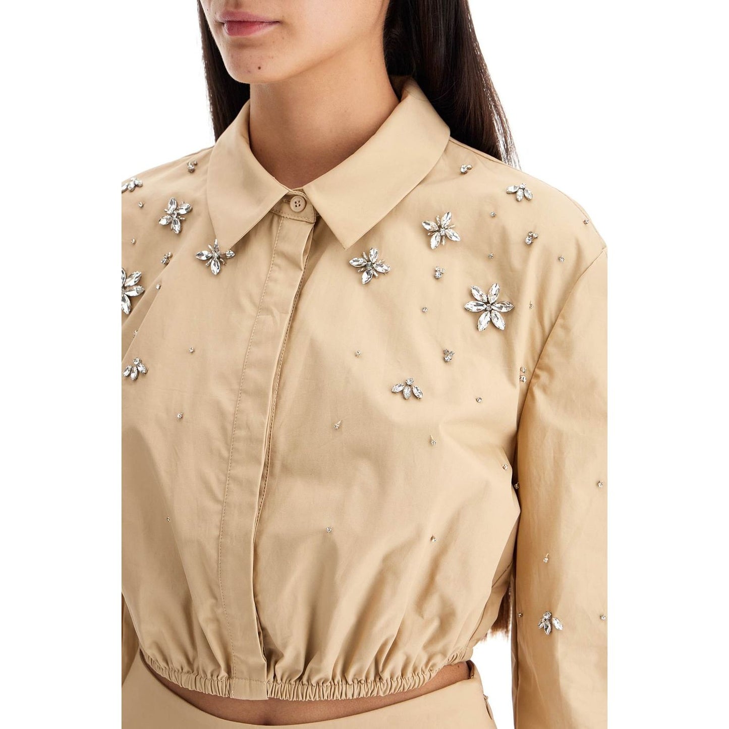 Self-Portrait Self Portrait 'cropped shirt with crystals' Topwear Self-Portrait