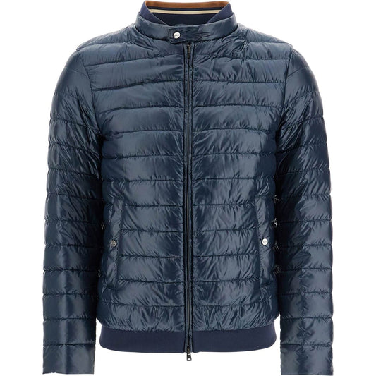 HERNO dark blue lightweight quilted nylon down jacket with high collar Jackets HERNO