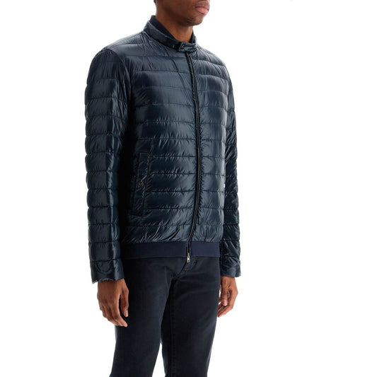 HERNO dark blue lightweight quilted nylon down jacket with high collar Jackets HERNO