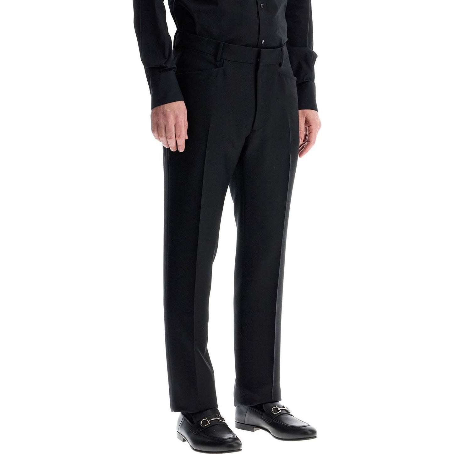 Tom Ford regular fit black wool and silk trousers Trousers Tom Ford