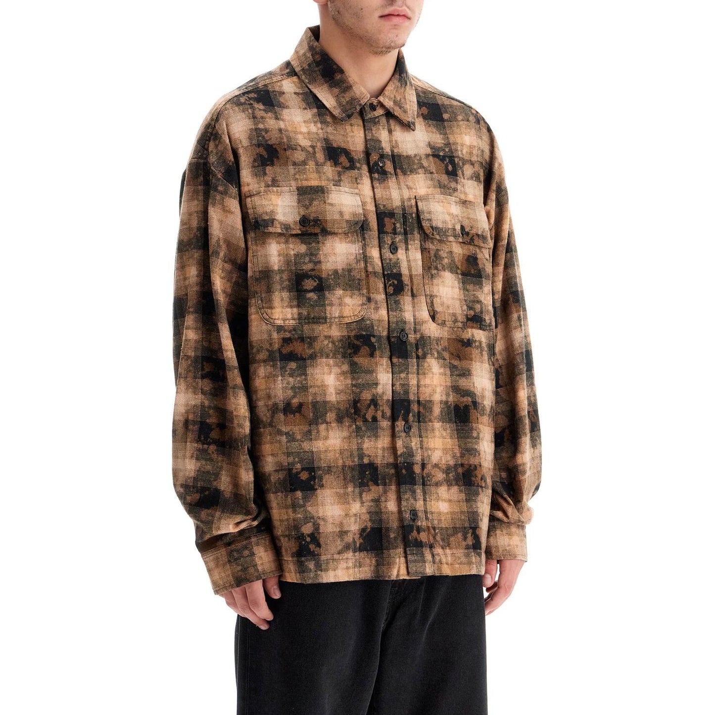 Palm Angels 'flannel shirt with curved logo Shirts Palm Angels