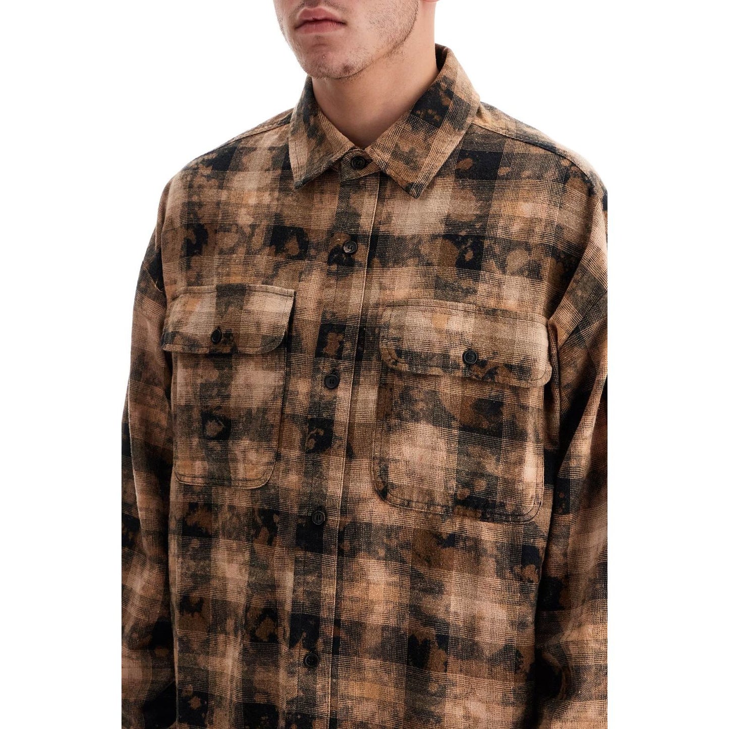 Palm Angels 'flannel shirt with curved logo Shirts Palm Angels