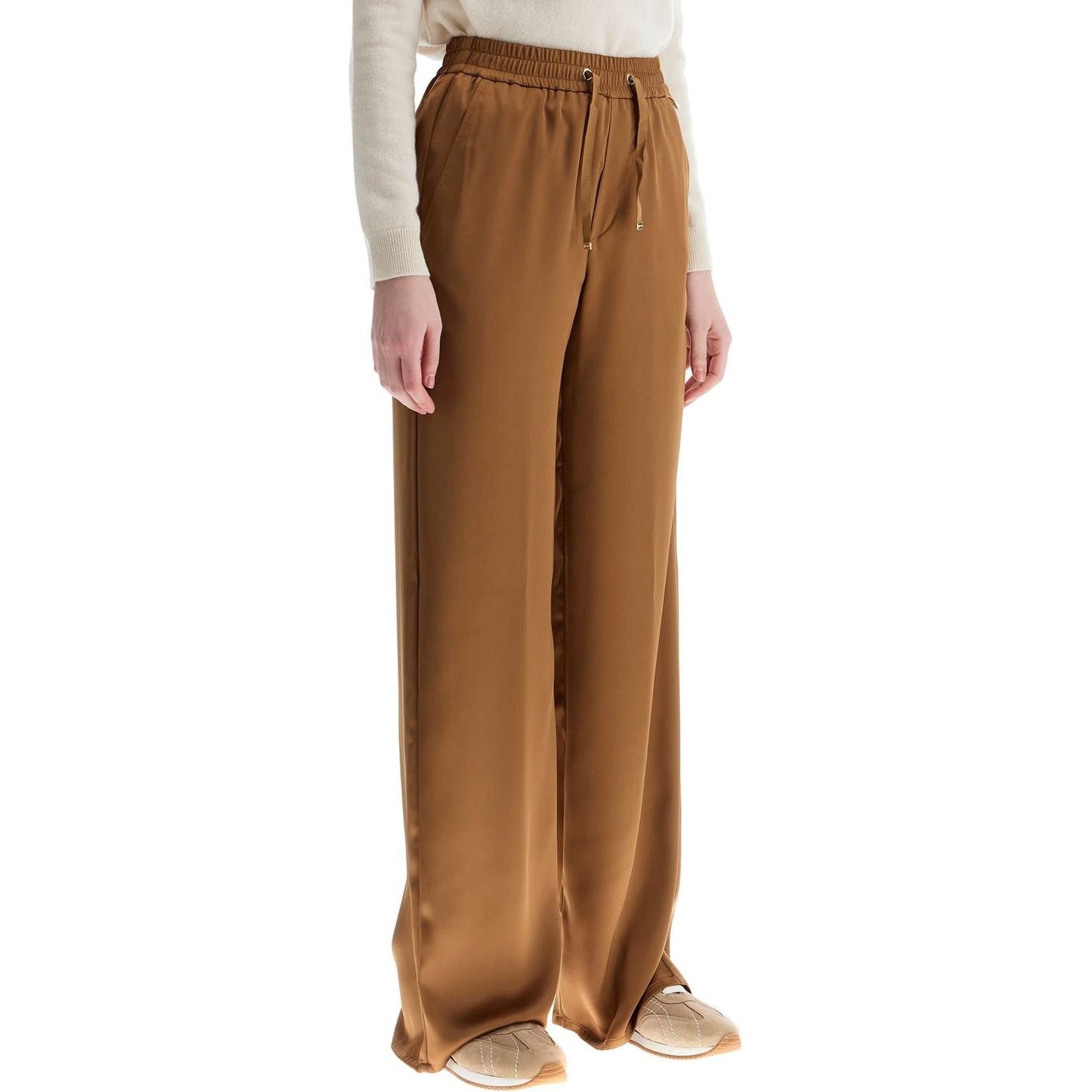 HERNO wide leg camel polyester pants