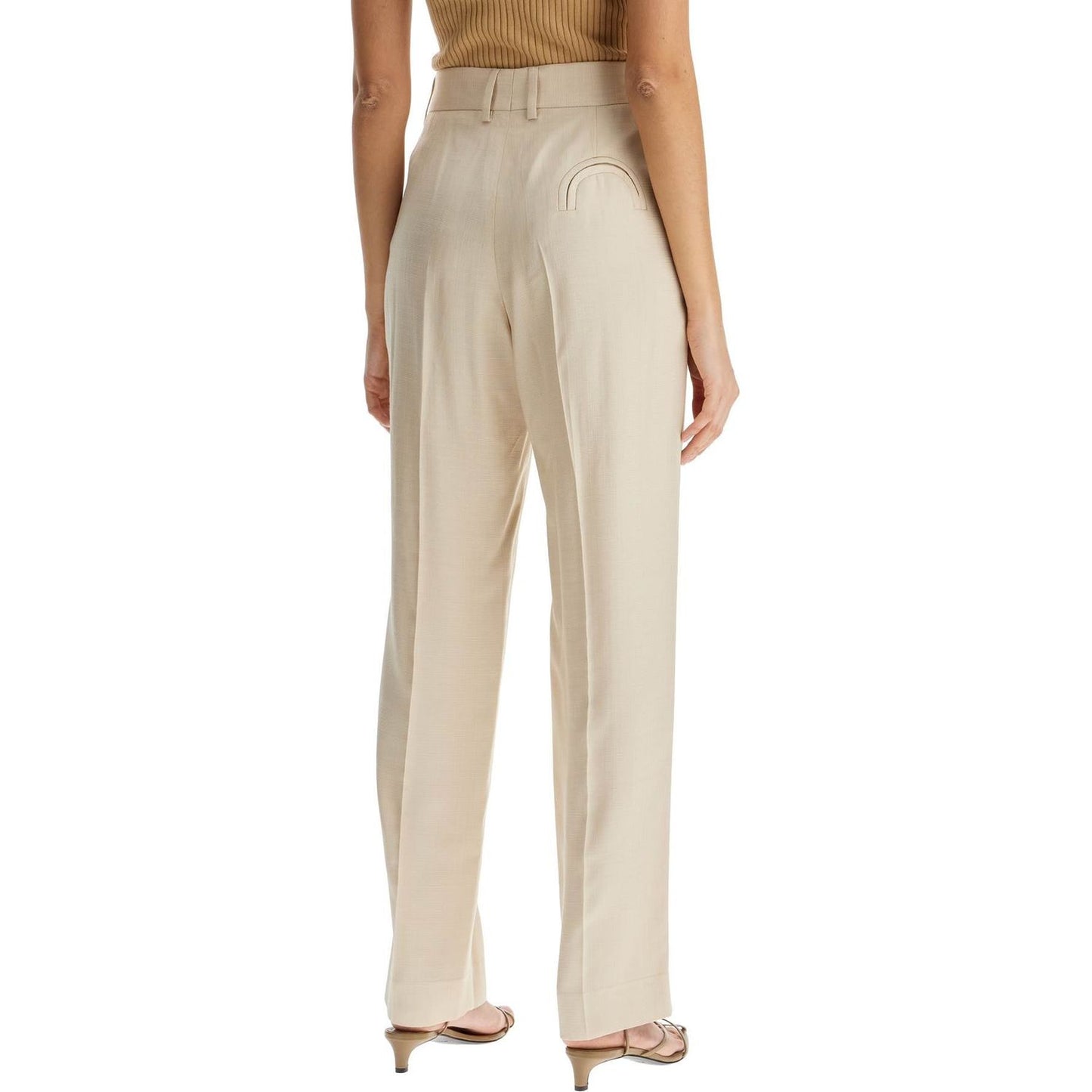 Blaze Milano ivory viscose pants with embroidered pocket Trousers Blaze Milano