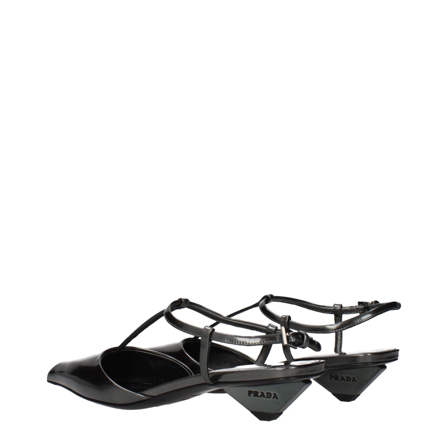 Prada Gray Leather Flat Sandals 1728,75667636384,EU36.5/US6.5,Flat - Sandals - Shoes,Gray,New with tags,Prada,Sandals - Shoes,Shoes,Women