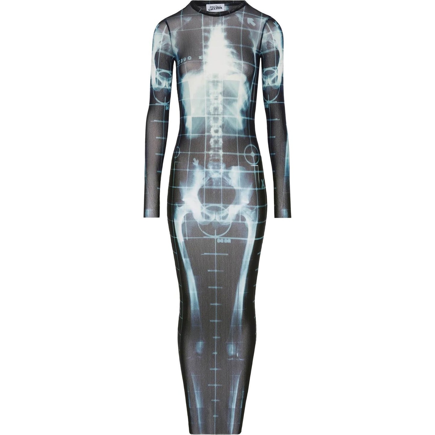 JEAN PAUL GAULTIER long dress with x-ray print in black*** blue*** and light blue squeletor Dresses JEAN PAUL GAULTIER