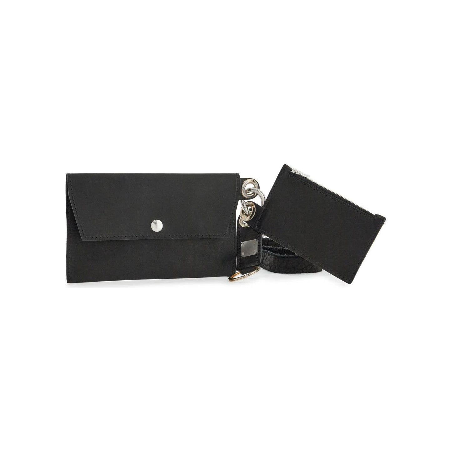 Guidi black kangaroo leather card and phone holder with shoulder strap Small Leather Goods Guidi