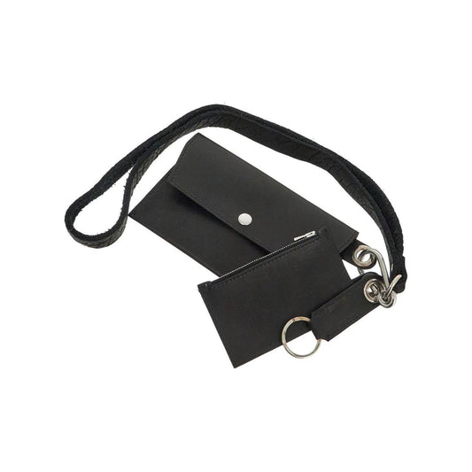 Guidi black kangaroo leather card and phone holder with shoulder strap Small Leather Goods Guidi