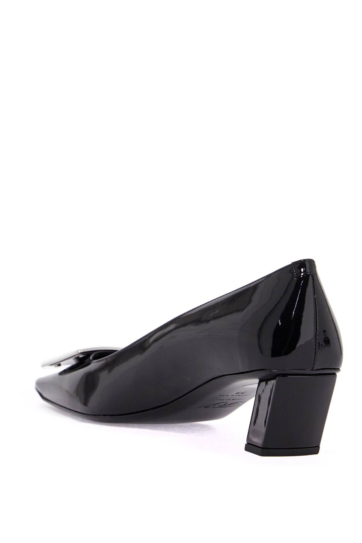 Roger Vivier black calfskin pumps with buckle and wide heel