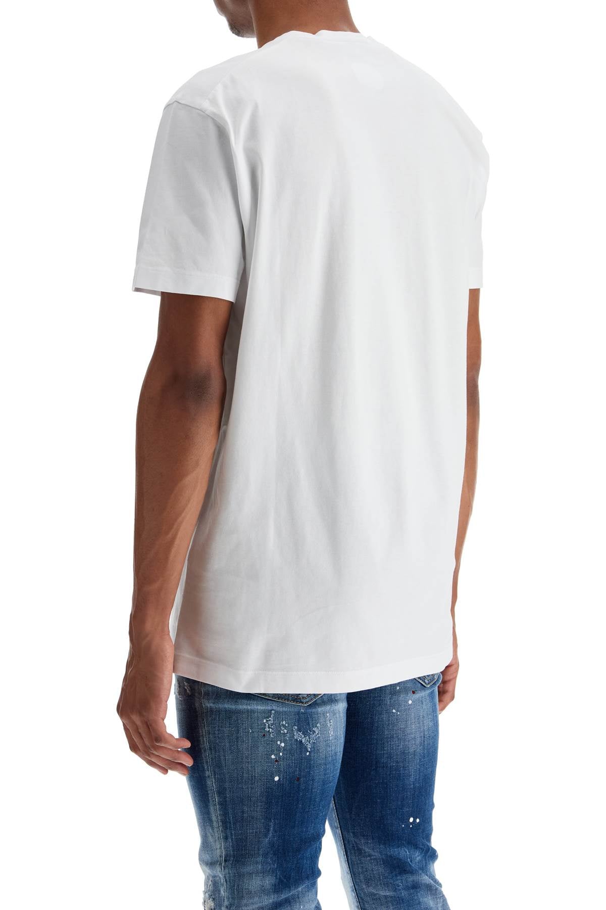 Dsquared2 white cotton t-shirt with embroidered logo Topwear Dsquared2