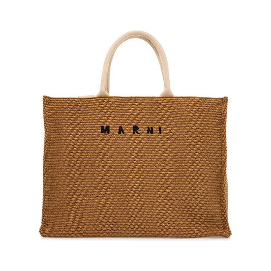 Marni large raffia effect tote bag