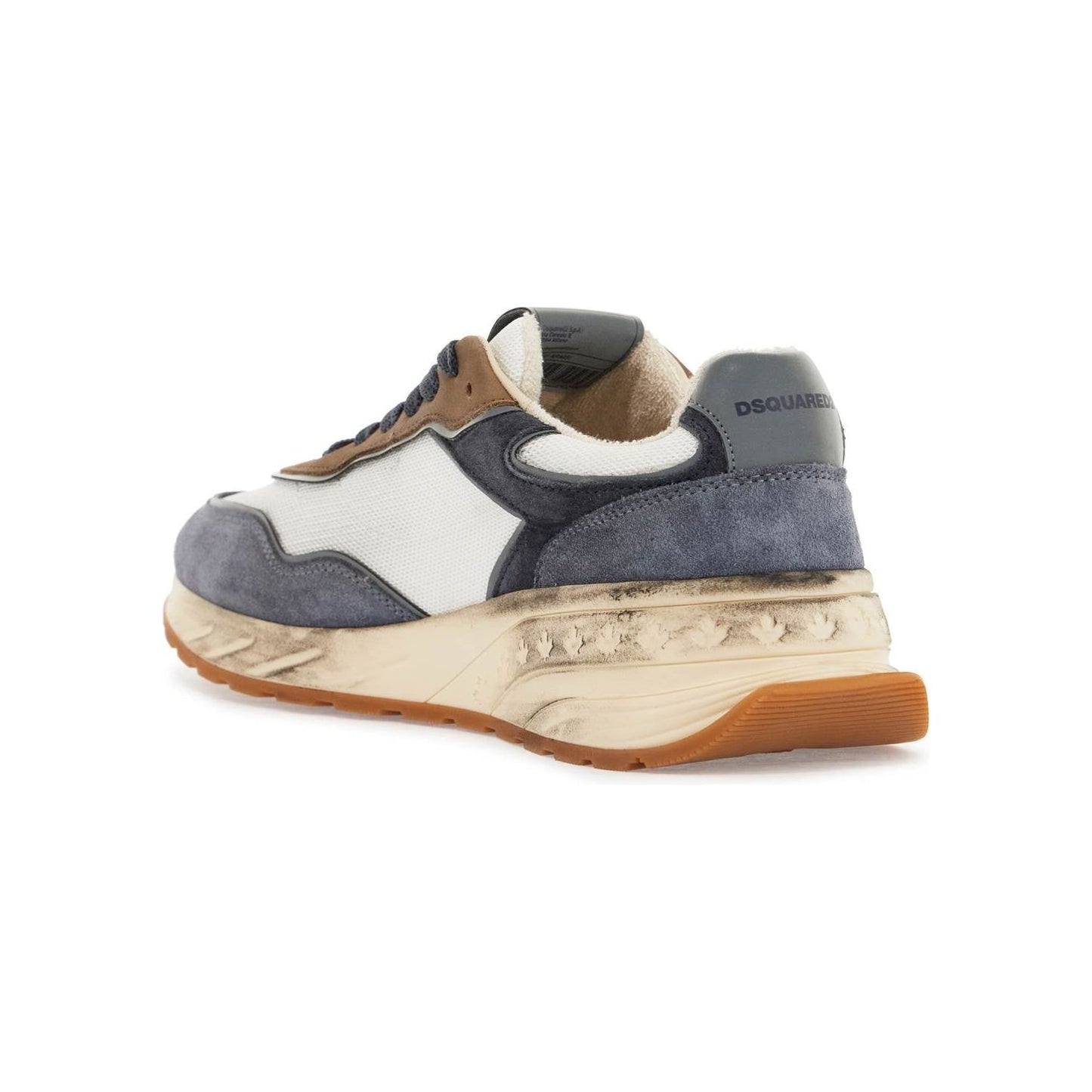 Dsquared2 low top blue denim sneakers in leather with suede inserts and rubber sole Sneakers Dsquared2