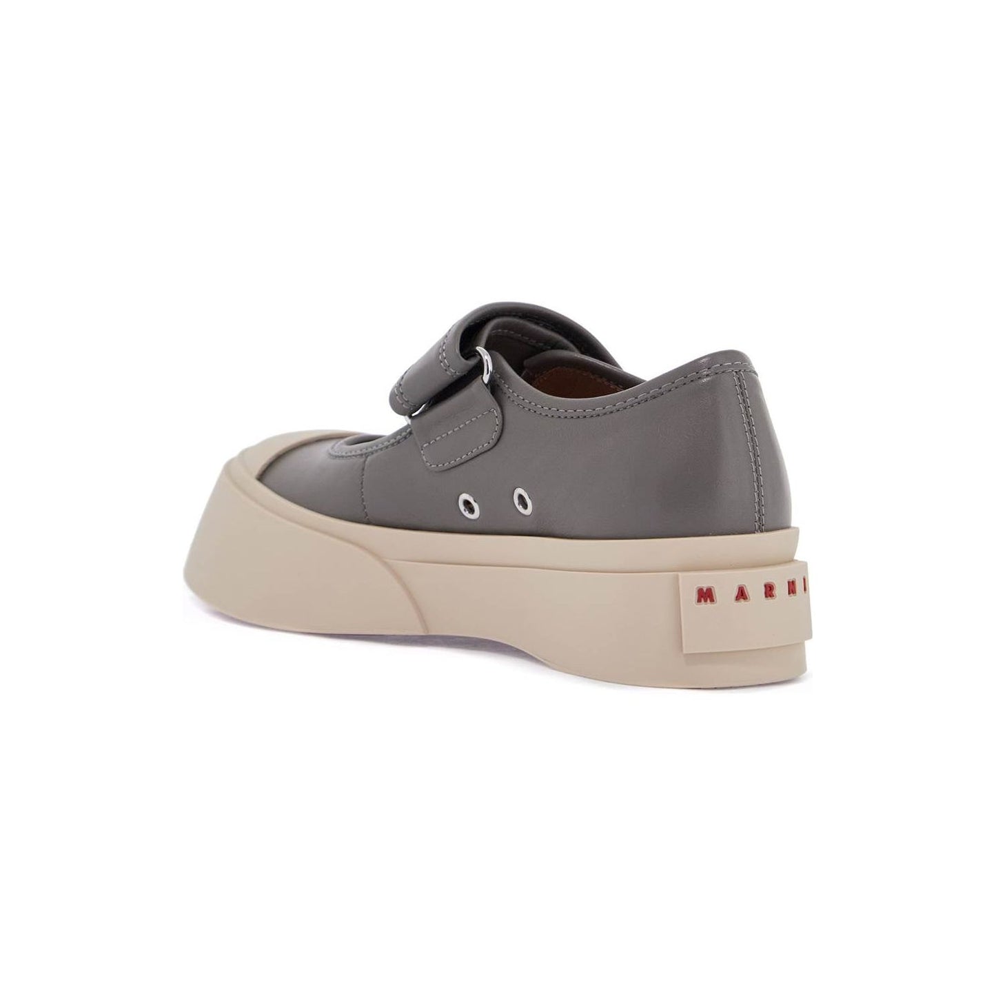 Marni gray calfskin low-top sneakers with hook-and-loop closure Sneakers Marni