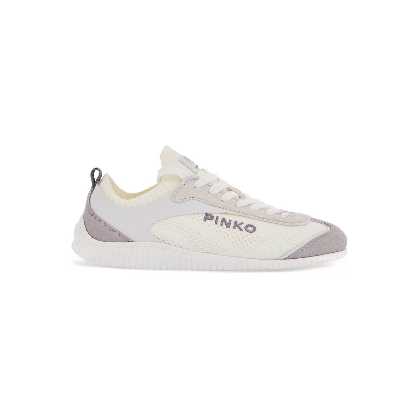 Pinko white latte knit fabric sneakers with light gray details Sneakers Pinko