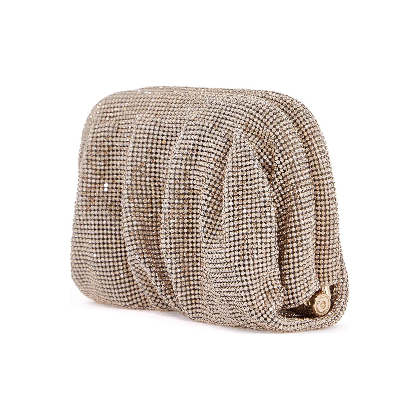 Benedetta Bruzziches compact pleated light gold rhinestone evening bag Clutches Benedetta Bruzziches