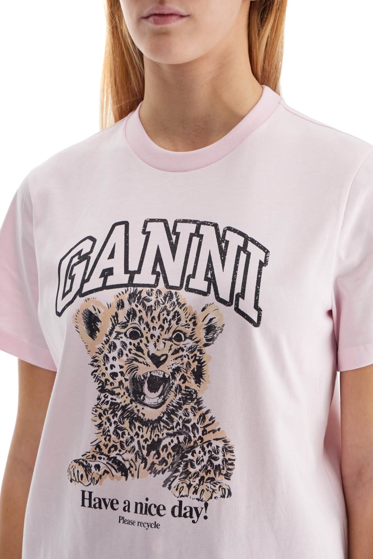 Ganni Ganni leopard print t-shirt with