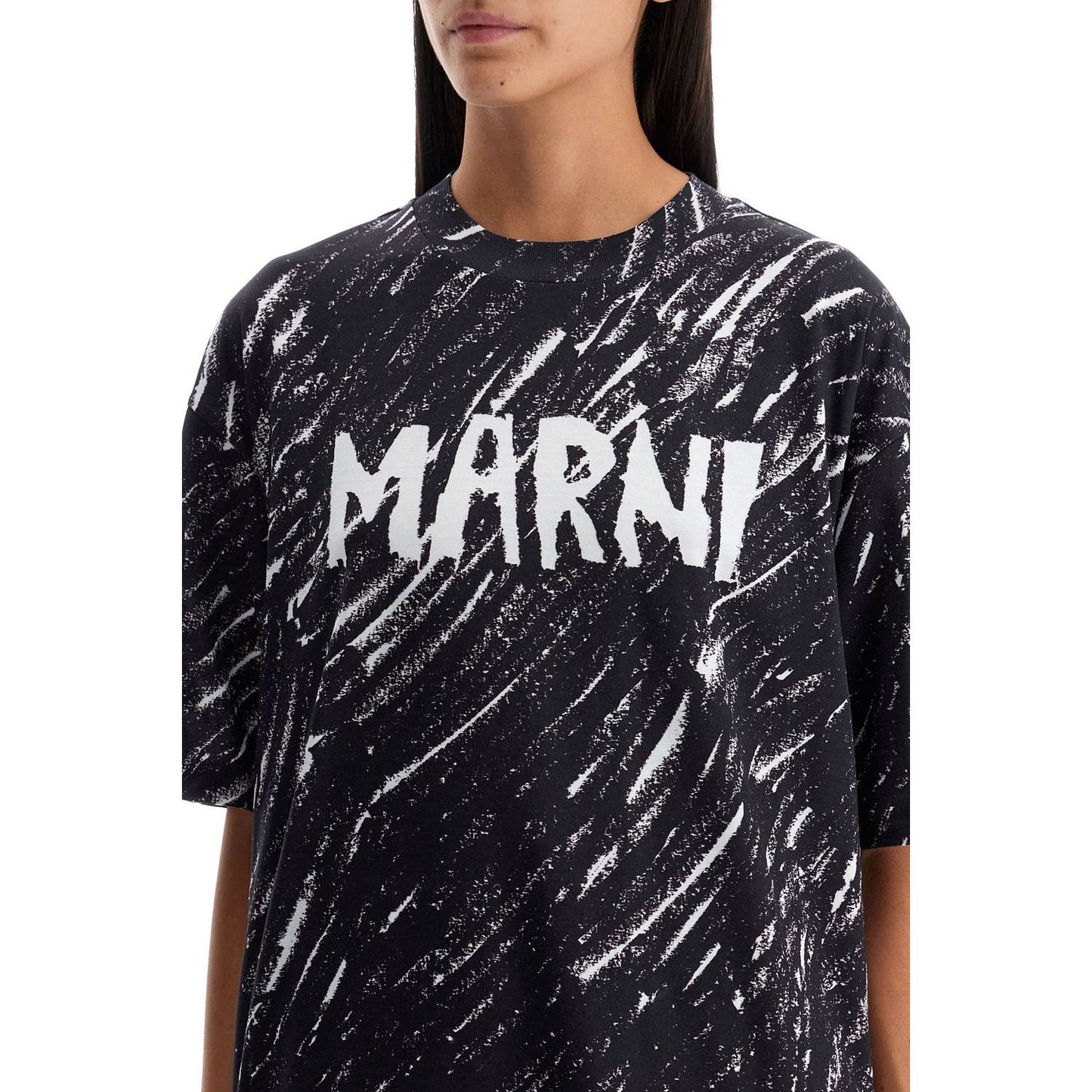 Marni abstract pattern logo oversized t-shirt Topwear Marni