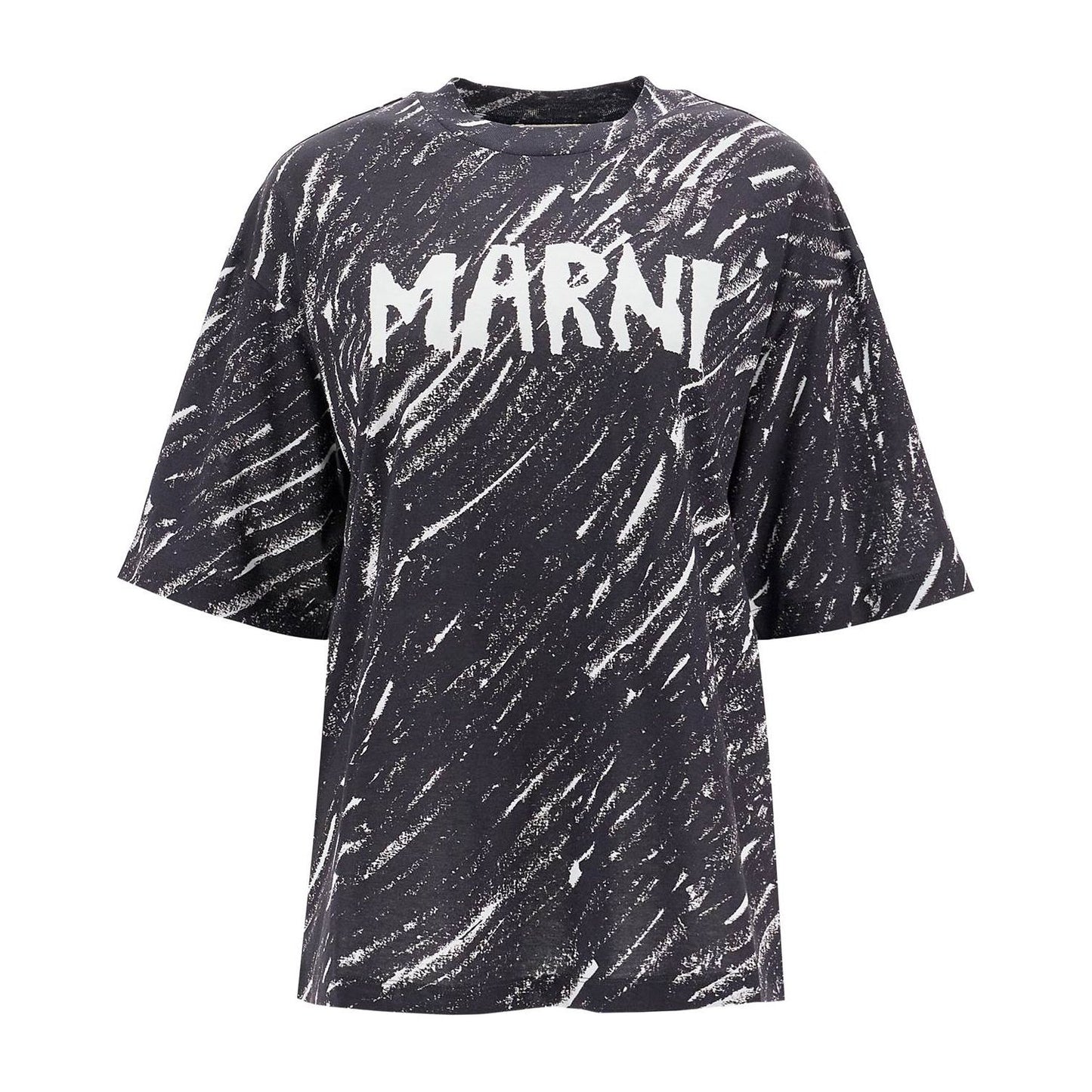 Marni abstract pattern logo oversized t-shirt Topwear Marni