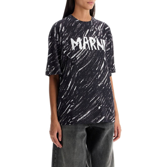 Marni abstract pattern logo oversized t-shirt Topwear Marni