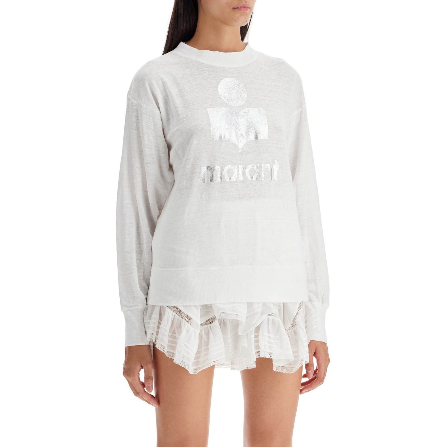 Isabel Marant Etoile klowia t-shirt with metallic logo print Topwear Isabel Marant Etoile